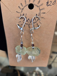 Prehnite and Crystal Earrings